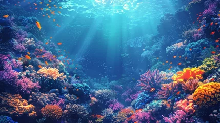 Foto op Aluminium Colorful Underwater Coral Reef With Fish © olegganko