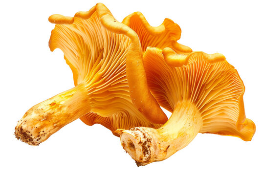 Chanterelle Mushrooms Isolated on a Transparent Background