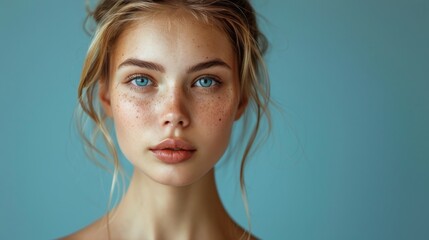 Woman With Freckled Hair and Blue Eyes