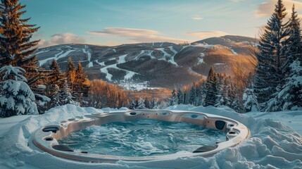 Hot Tub in Snowy Landscape