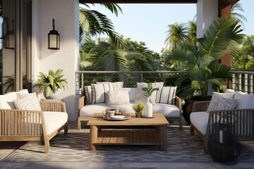 Obraz premium Luxury Resort-Inspired Chic & Comfortable Patio Design