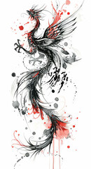 Phoenix chinese watercolor style art