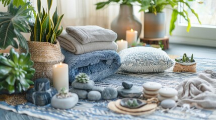 Table Adorned With Towels and Candles