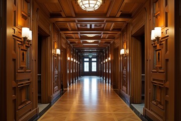 Coffered Ceilings and Architectural Detail: Art Deco Foyer and Hallway Designs - obrazy, fototapety, plakaty