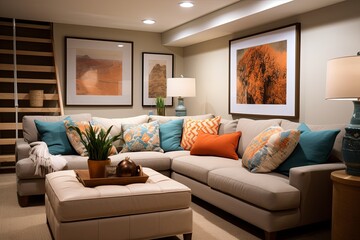Comfortable Sofas and Cozy Accents: Basement Living Room Decor for an Inviting Space