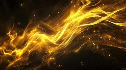 Fototapete Golden Wave of Night: Abstract Background with Stars and Fiery Energy Lines in a Futuristic Vector Design © sania