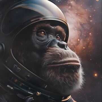 This video showcases a detailed painting of a monkey in a space suit, with intricate designs and vibrant colors. 