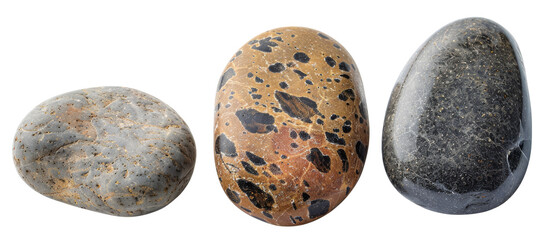 sea pebble stone isolated on transparent background