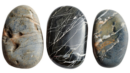 sea pebble stone isolated on transparent background