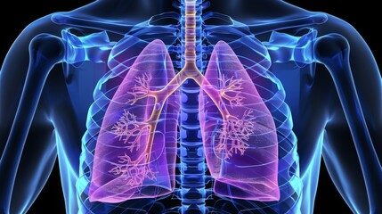 Explore the dynamic of lung disease. Human lungs X-ray anatomy, Highlight lung and potential injuries