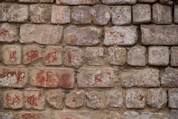 Texture of an old brick wall. Vintage background.