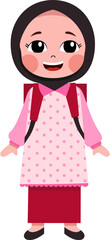 Cute hijab girl.  Character moslem girl hijab. Cute girl cartoon with hijab.
