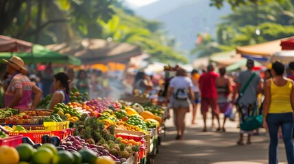 Obraz premium A bustling street market during a festival in Rio de Janeiro