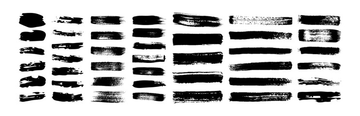 Set of black grunge brush strokes