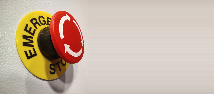 Red emergency stop button. Emergency stop