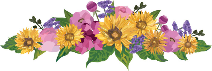 Sunflower illustration on transparent background.
