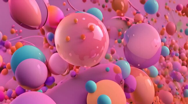 Abstract 3d render of a bubble motion background design seamless looped animation