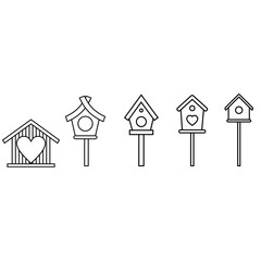Birdhouse icon vector set. Feeder illustration sign collection. Bird symbol or logo.