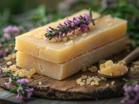 butter karite young leaves of the plant, natural cosmetics concept