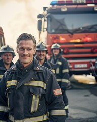 Group of German Firefighters Standing Together
