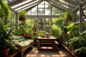 Modern Glass Conservatory: Lush Plants in a Bright & Airy Space