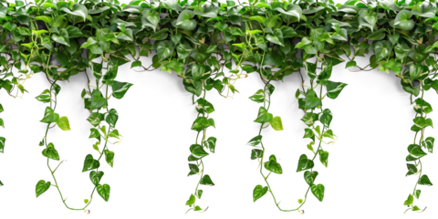 Tropical creeper border hanging, isolated on transparent background