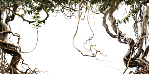 Jungle vines flowing on transparent background