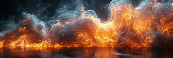 In a blazing inferno of heat and danger, vibrant orange flames intertwine with swirling smoke