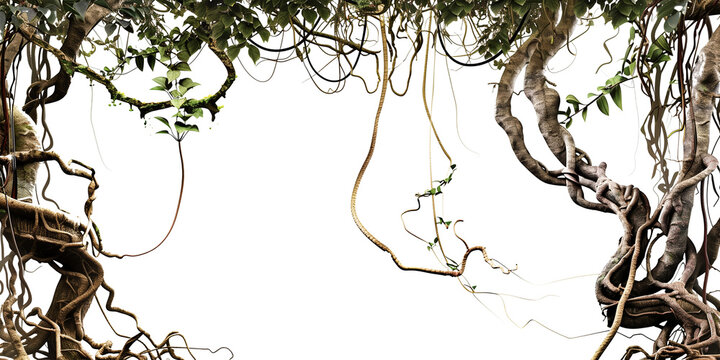 Fototapeta Jungle vines flowing on transparent background