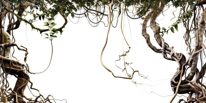 Jungle vines flowing on transparent background