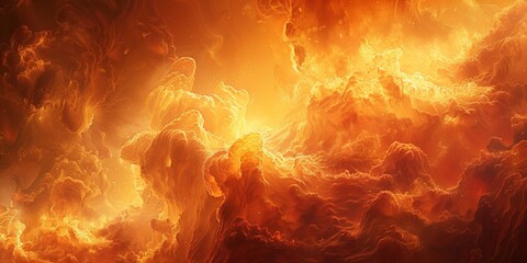 Vibrant orange glow emanates from blazing fire, evoking intense heat against a dark abstract background - obrazy, fototapety, plakaty