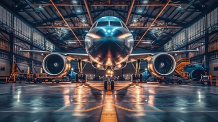 Passenger plane under maintenance - obrazy, fototapety, plakaty