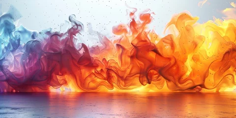 Foto op Canvas Vibrant, colorful smoke dances with a glowing motion in this abstract depiction of fiery energy © Iryna