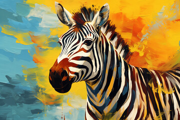 abstract artistic background with a zebra, in oil paint type design - 773885953