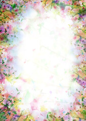 Colorful  floral  frame. Floral background. Watercolor illustration. - 773886560