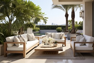 Chic Resort-Style Patio: Slick Furniture and Modern Amenities