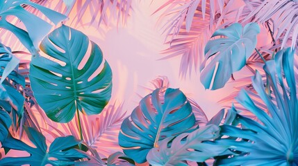 Fototapeta na wymiar Abstract tropical background with palm leaves. Tropical summer concept.