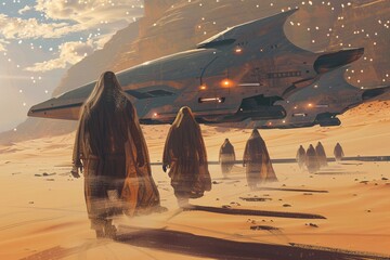 Cloaked Figures and Desert Spaceship - 773888320