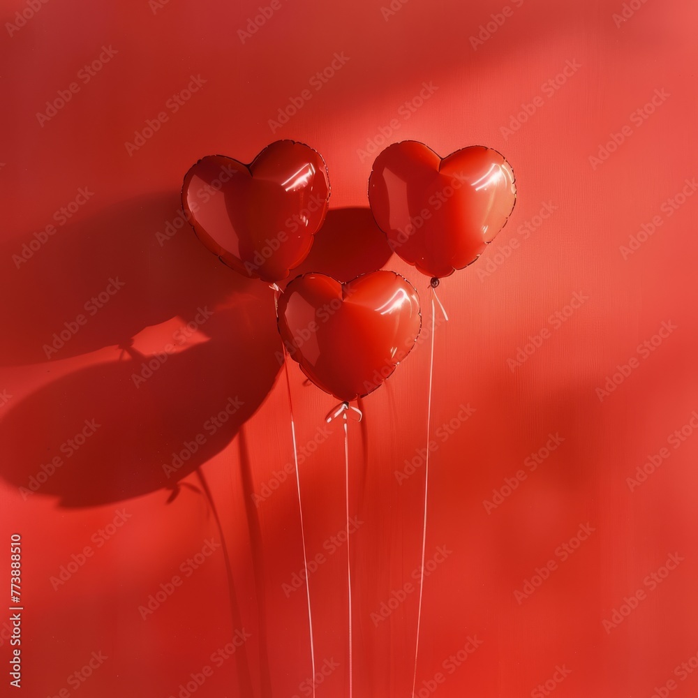 Poster red heart balloons