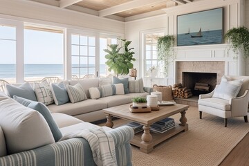 Nautical Coastal Cottage Living Room Ideas: Beachy Vibes and Cozy Seating