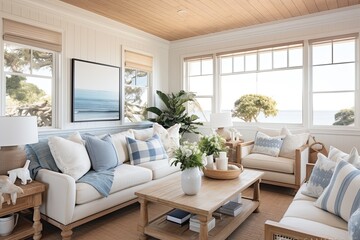 Nautical Coastal Cottage Living Room: Beachy Vibes & Cozy Seating Ideas