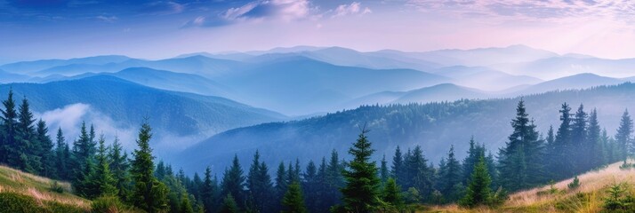 Wallpaper Nature: Breathtaking Carpathian Mountain Panorama in Summer Landscape - obrazy, fototapety, plakaty
