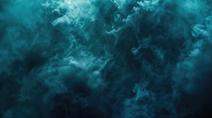 Abstract Art Blue. Haze Texture on Fantasy Night Sky with Blue Green Shiny Glitter Steam Cloud