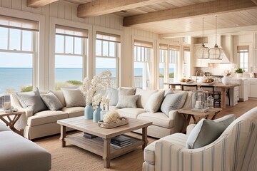 Seaside Charm: Coastal Cottage Living Room Ideas with Comfortable Seating and Soft Color Palette