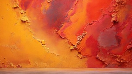 Orange paint on the wall, beautiful red-orange gradient.