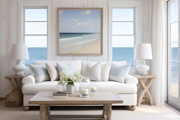 Seaside Serenity: Coastal Cottage Living Room Ideas & Soft Lighting's Neutral Hues