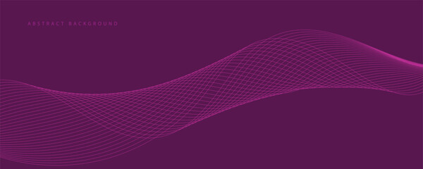 Purple background with flowing wave lines. Futuristic technology concept. Vector illustration
