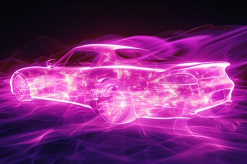 A glowing ethereal aura of a sportscar. - obrazy, fototapety, plakaty