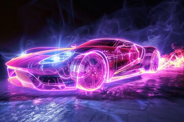A glowing ethereal aura of a sportscar. - obrazy, fototapety, plakaty