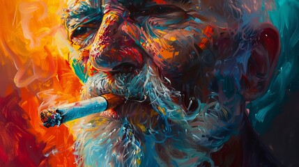 Smoking man's portrait.